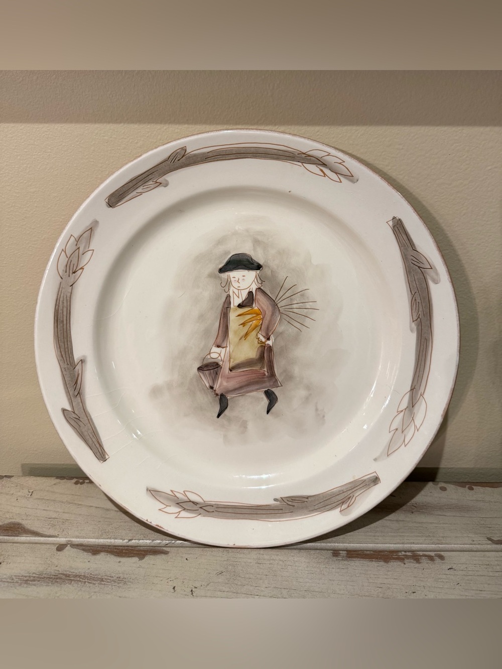 Marco e Cristina Italy Hand Painted Ceramic Platter | Vtg Folk Art Asparagus 13”